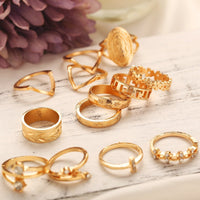 Thumbnail for 13 Piece Medallion Ring Set With Austrian Crystals 18K Gold Plated Ring ITALY Design