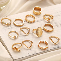 Thumbnail for 13 Piece Medallion Ring Set With Austrian Crystals 18K Gold Plated Ring ITALY Design