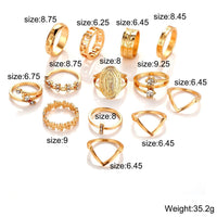 Thumbnail for 13 Piece Medallion Ring Set With Austrian Crystals 18K Gold Plated Ring ITALY Design